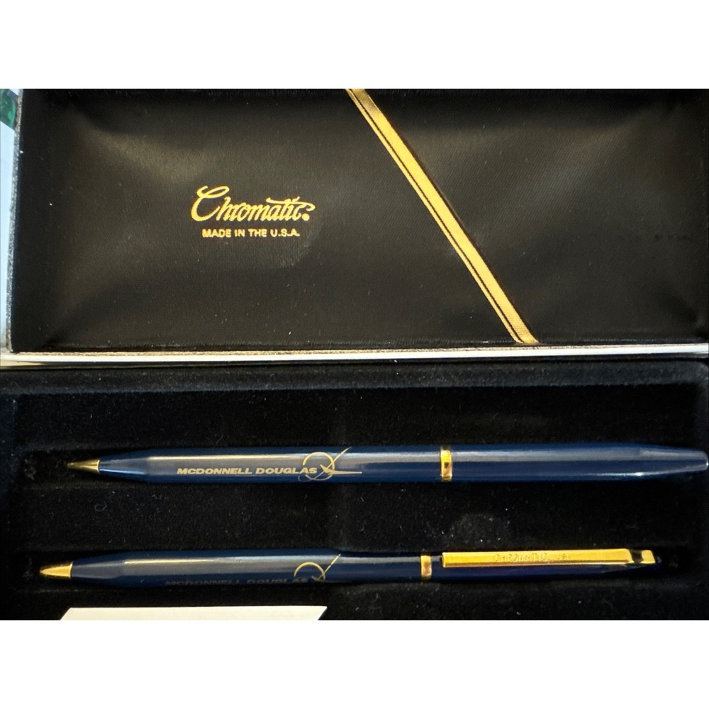 Vintage Chromatic USA Advertising Pen Pencil w/ Box Mc Donnell Douglas READ